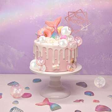 31 PCS Mini Colorful Balls Cake Topper DIY Cake Insert Topper Artificial Dried Flowers Cake Decorations for Wedding Anniversary Baby Shower Birthday Party Cake Decoration (Clear White Pink)