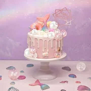 31 PCS Mini Colorful Balls Cake Topper DIY Cake Insert Topper Artificial Dried Flowers Cake Decorations for Wedding Anniversary Baby Shower Birthday Party Cake Decoration (Clear White Pink)