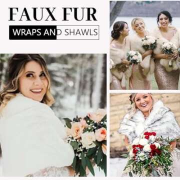 CanB Women's 1920s Faux Fur Wraps and Shawls Bridal Wedding Fur Stole Winter Faux Mink Fur Cape for Bridesmaids