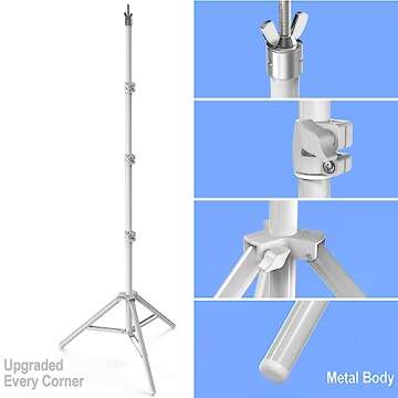 LimoStudio 10 ft. Wide x 10 ft. High (New Generation) White Backdrop Stands, White Matt Surface Metal Body Frame, Enhanced Stability, White Spring Clamp & Stretchy String Clip, Party, Event, AGG2612