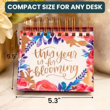 bloom daily planners Undated Perpetual Desk Easel with Motivational Quotes - Inspirational Standing Flip Calendar for Women - Page A Day (5.25" x 5.5") - Hand-Lettered