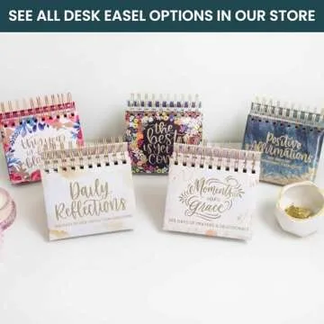 bloom daily planners Undated Perpetual Desk Easel with Motivational Quotes - Inspirational Standing Flip Calendar for Women - Page A Day (5.25" x 5.5") - Hand-Lettered