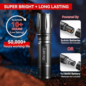 LETMY S2000 Tactical Flashlight 2-Pack Bright LED