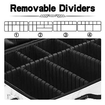 gzcz PU Leather Travel Makeup Bag 16" Large Professional Cosmetic Case Organizer Makeup Train Case with Adjustable Dividers and Shoulder Strap for Makeup Brushes Toiletry Jewelry Digital Accessories