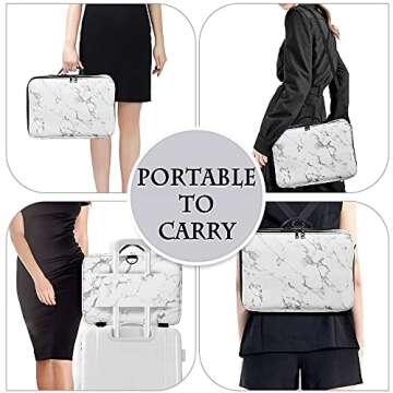 gzcz PU Leather Travel Makeup Bag 16" Large Professional Cosmetic Case Organizer Makeup Train Case with Adjustable Dividers and Shoulder Strap for Makeup Brushes Toiletry Jewelry Digital Accessories