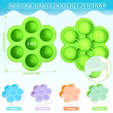 Potchen 4 Pcs Silicone Baby Food Freezer Tray with Lid Stackable Reusable 2.5oz Silicone Baby Food F...