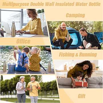 Sfee Insulated Water Bottle, 17 oz Stainless Steel Water Bottles, Double Wall Vacuum Reusable Water Bottles Leak Proof BPA-FREE Sports Bottle Cup Keep Hot&Cold for Running Gym Workout Cycling Kids