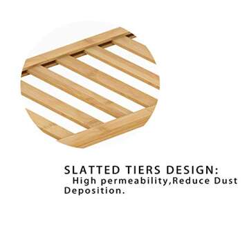 BAMEOS 2-Tier Shoe Rack,Bamboo Stackable Shoe shelf Storage Organizer,27"x11"x13" For Entryway, Hallway, and Closet