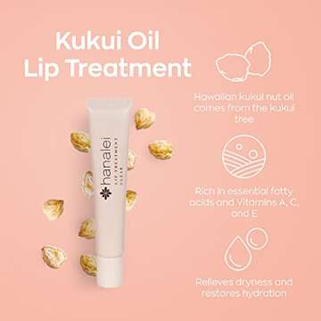Cruelty-Free and Paraben-Free Lip Treatment to Soothe Dry Lips by Hanalei – Made with Kukui Oil, Shea Butter, Grapeseed Oil – Made in USA – Clear Travel-Size 3 Pack (5ml/5g/0.17oz x 3 tubes)
