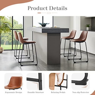 Sweetcrispy Set of 4 Counter Height Bar Stools - Comfortable & Modern