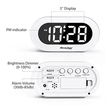 Adjustable REACHER LED Alarm Clock with Snooze & Dimmer