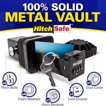 HitchSafe HS7000 Key Vault | Hidden Trailer Hitch Safe for Secure Key Storage | CarShare Turo | Weat...