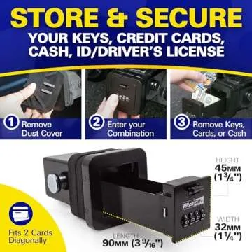 HitchSafe HS7000 Key Vault | Hidden Trailer Hitch Safe for Secure Key Storage | CarShare Turo | Weather Resistant and Durable with 4-Digit Combination Lock for Cars, Trucks, and SUVs