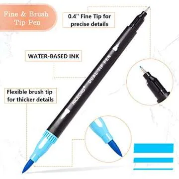 Art Markers Dual Brush Pens for Coloring, 60 Artist Colored Marker Set, Fine and Brush Tip Pen Art S...