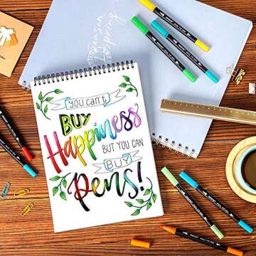 Art Markers Dual Brush Pens for Coloring, 60 Artist Colored Marker Set, Fine and Brush Tip Pen Art Supplier for Adult Coloring Books, Bullet Journaling, Drawing