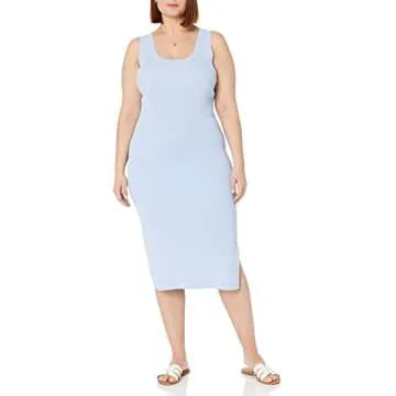 The Drop Women's Yasmin Rib Midi Sweater Tank Dress, Sky Blue, M