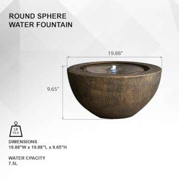 Xbrand Round Polyresin Water Fountain with LED Light