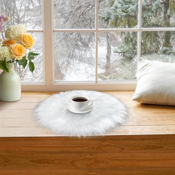 TENNOLA Mini Fluffy Round Fur Rug for Elegant Spaces