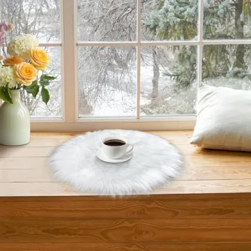 TENNOLA Mini Fluffy Round Fur Rug for Elegant Spaces