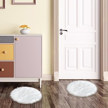 TENNOLA Mini Fluffy Round Fur Rug for Elegant Spaces