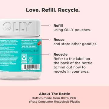 Olly Teen Girl Multi Gummy, Healthy Skin and Immune Support, 15 Essential Vitamins, Biotin, Zinc, Calcium, Chewable Multivitamin, Berry Melon, 35 Day Supply, 70 Count