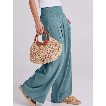 ANRABESS Women Linen Palazzo Pants Summer Boho Wide Leg High Waist Casual Lounge Pant 2024 Beach Travel Vacation Outfits Lake Medium