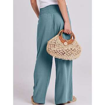 ANRABESS Women Linen Palazzo Pants Summer Boho Wide Leg High Waist Casual Lounge Pant 2024 Beach Travel Vacation Outfits Lake Medium