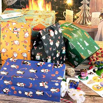 Whaline Christmas Goody Bags – 60 Pack Festive Treat Bags