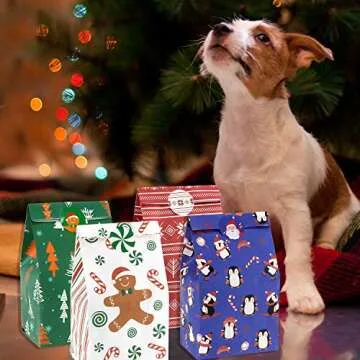 Whaline Christmas Goody Bags – 60 Pack Festive Treat Bags