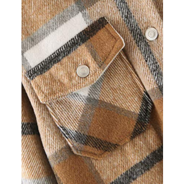 Tanming Women's Wool Blend Plaid Shacket Fall Fashion