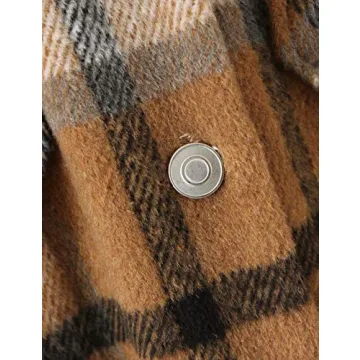 Tanming Women's Wool Blend Plaid Shacket Fall Fashion