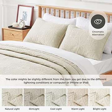 VEEYOO Ivory Quilts Queen Size - Soft Lightweight Comforter