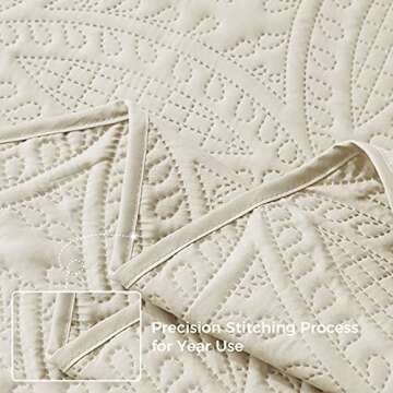 VEEYOO Ivory Quilts Queen Size - Soft Lightweight Comforter