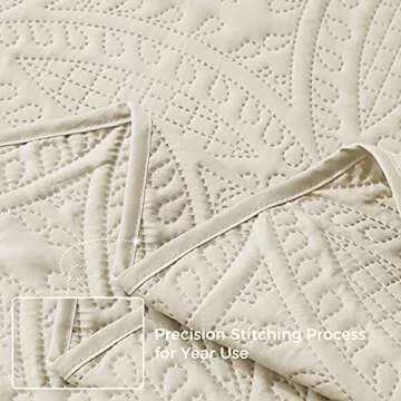 VEEYOO Ivory Quilts Queen Size - Soft Lightweight Comforter