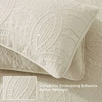 VEEYOO Ivory Quilts Queen Size - Soft Lightweight Comforter