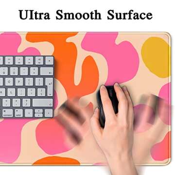 Pink Desk Mat Modern Abstract Large Mouse Pad XXL Cute Pink Desk Pad Keyboard Mat, Desk Accessories for Women Office Decor, Extended Mousepad 31.5''X15.7'' Non-Slip Rubber Base with Stitched Edges