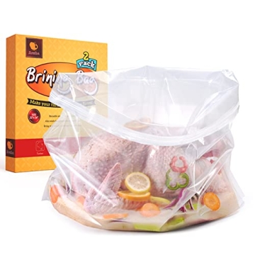 ARATHA Turkey Brining Bags - 2 Pack Extra Large 26"x22" with Double Zip Lock