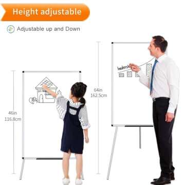 VIZ-PRO Magnetic Whiteboard Easel, 36 x 24 Inches, Portable Dry Erase Board Height Adjustable for School Office and Home