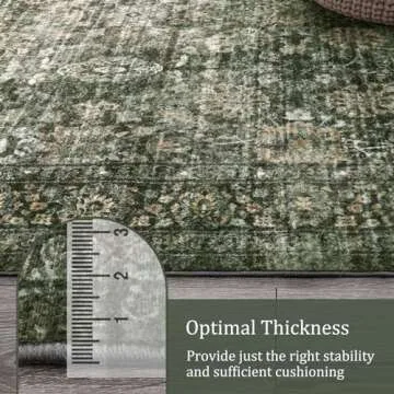 Morebes Vintage Dark Green Living Room Rug for Comfort