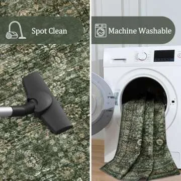 Morebes Vintage Dark Green Living Room Rug for Comfort