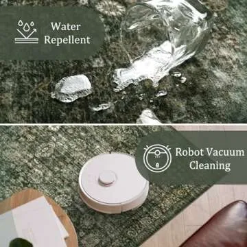 Morebes Vintage Dark Green Living Room Rug for Comfort