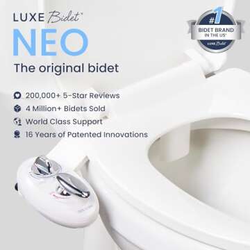 LUXE Bidet NEO 320 - Hot and Cold Water, Self-Cleaning, Dual Nozzle, Non-Electric Bidet Attachment f...