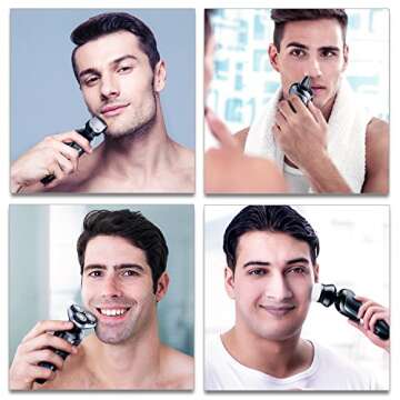 SURKER Shaver Razor Electric Men Cordless Beard Trimmer Wet Dry Rotary Shaver Head Hair Nose Trimmer Waterproof Rechargeable 3 In 1 Bonus 1 Facial Cleansing Brush