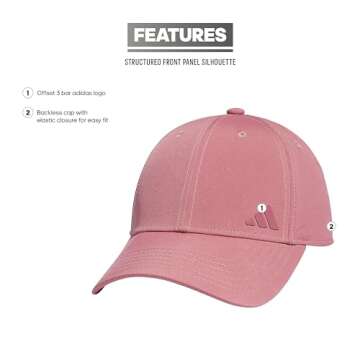 adidas Women's Backless Ponytail Hat Adjustable Fit Baseball Cap, Pink Strata, One Size