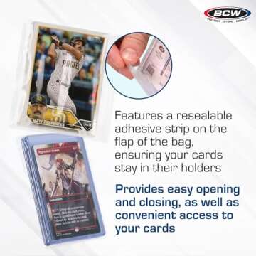 BCW Resealable Team Set Bags - 100 ct | Archival Quality Polypropylene | Holds 35 Standard Cards | Toploader and Magnetic Holder Compatible | Acid-Free Sealing Solution for Trading Card Collections