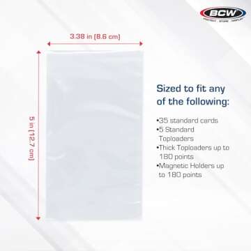 BCW Resealable Team Set Bags - 100 ct | Archival Quality Polypropylene | Holds 35 Standard Cards | Toploader and Magnetic Holder Compatible | Acid-Free Sealing Solution for Trading Card Collections