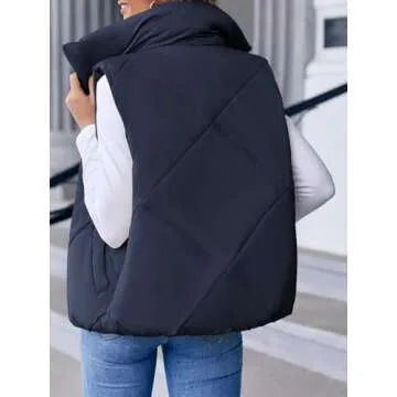 Newffr Women's Quilted Vest Crop Sleeveless Lightweight Warm Puffer Vest Padded Gilet Outerwear
