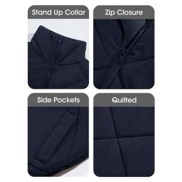 Newffr Women's Quilted Vest Crop Sleeveless Lightweight Warm Puffer Vest Padded Gilet Outerwear