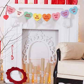 TUPARKA Valentine Conversation Candy Hearts Banner Valentine Candy Hearts Sayings Garland for Valentine's Day Decoration Party Supplies