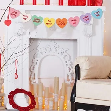 TUPARKA Valentine Conversation Candy Hearts Banner Valentine Candy Hearts Sayings Garland for Valentine's Day Decoration Party Supplies
